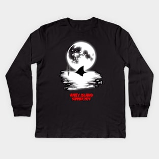 Jaws full moon graphic Kids Long Sleeve T-Shirt